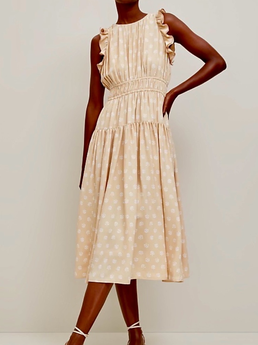 NWOT ANN TAYLOR Petaled Ruffle Sands Edge Midi Dress size 8
